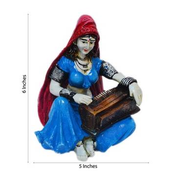 Polyresin Rajasthani Lady Playing Harmonium Showpiece 1