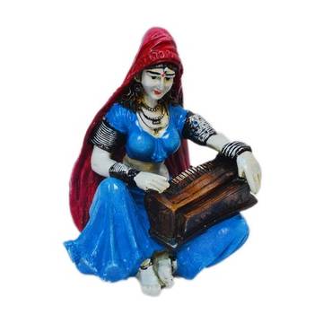 Polyresin Rajasthani Lady Playing Harmonium Showpiece 2