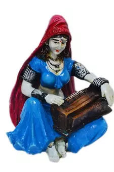 Polyresin Rajasthani Lady Playing Harmonium Showpiece