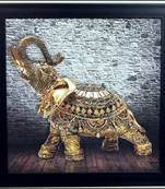 Jewelled Elephant Design Satin Matt Texture Framed UV Art Print