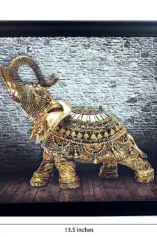 Jewelled Elephant Design Satin Matt Texture Framed UV Art Print