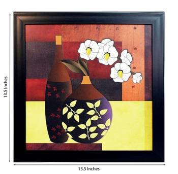 Abstract Pot and Flower Theme Satin Matt Texture Framed UV Art Print 2