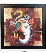 Om Ganesha Design Satin Matt Texture Framed UV Art Print