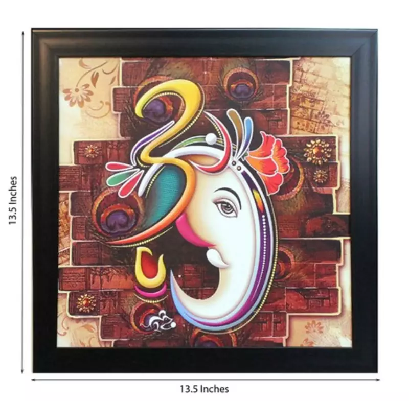 Om Ganesha Design Satin Matt Texture Framed UV Art Print