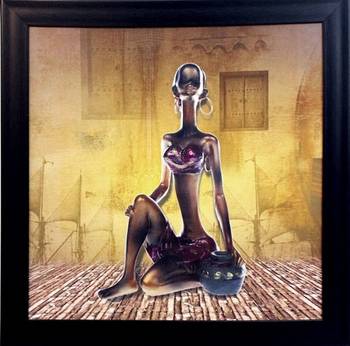 Tribal Women Theme Satin Matt Texture Framed UV Art Print 1
