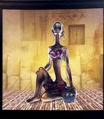 Tribal Women Theme Satin Matt Texture Framed UV Art Print