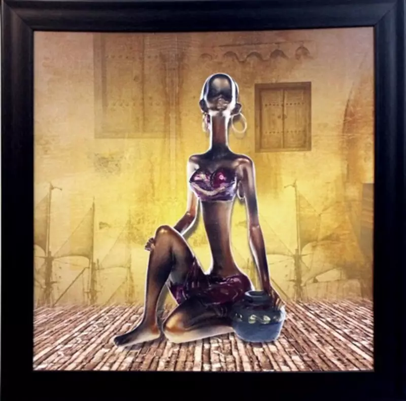 Tribal Women Theme Satin Matt Texture Framed UV Art Print
