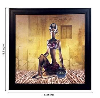 Tribal Women Theme Satin Matt Texture Framed UV Art Print 2