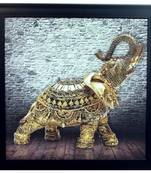 Jewelled Elephant Design Satin Matt Texture Framed UV Art Print