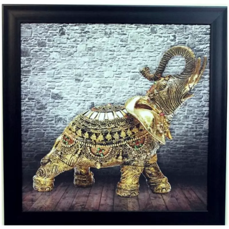 Jewelled Elephant Design Satin Matt Texture Framed UV Art Print