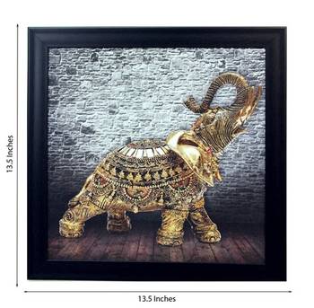 Jewelled Elephant Design Satin Matt Texture Framed UV Art Print 2