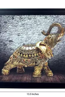 Jewelled Elephant Design Satin Matt Texture Framed UV Art Print