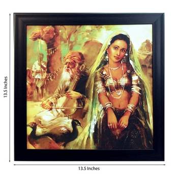 Indian Villagers Design Satin Matt Texture Framed UV Art Print 2