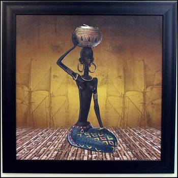 Tribal Women Theme Satin Matt Texture Framed UV Art Print 1