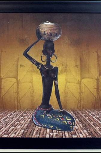 Tribal Women Theme Satin Matt Texture Framed UV Art Print