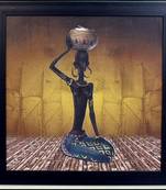 Tribal Women Theme Satin Matt Texture Framed UV Art Print