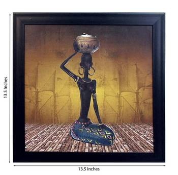 Tribal Women Theme Satin Matt Texture Framed UV Art Print 2