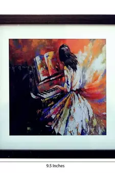 Girl Playing Piano Design Satin Matt Texture Framed UV Art Print