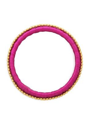 Girls Pink Beads/ Stone Chain Silk Thread Bangle 2