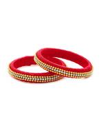 Girls Red Beads/ Stone Chain Silk Thread Bangle