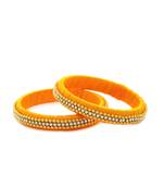 Girls Gold Beads/ Stone Chain Silk Thread Bangle