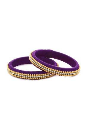 Girls Purple Beads/ Stone Chain Silk Thread Bangle 1