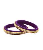 Girls Purple Beads/ Stone Chain Silk Thread Bangle