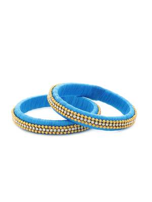 Girls Blue Beads/ Stone Chain Silk Thread Bangle 1