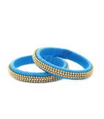 Girls Blue Beads/ Stone Chain Silk Thread Bangle