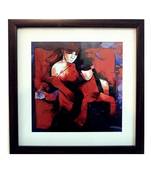 Abstract Love Scene Satin Matt Texture Framed UV Art Print