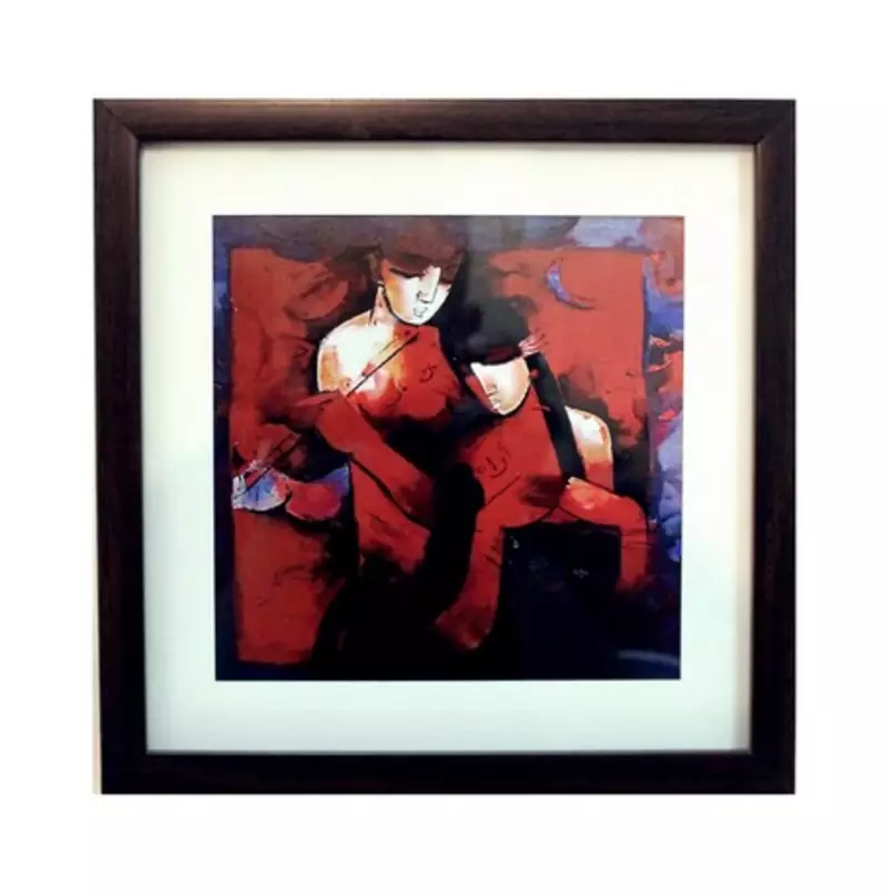 Abstract Love Scene Satin Matt Texture Framed UV Art Print