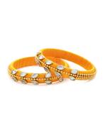 Girls Gold Kundan Stone/ Beads Chain Silk Thread Bangle