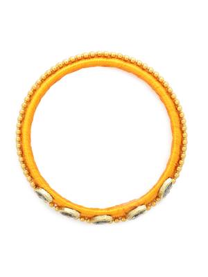 Girls Gold Kundan Stone/ Beads Chain Silk Thread Bangle 2