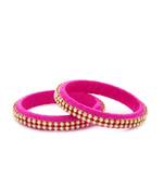 Girls Pink Stone/ Beads Chain Silk Thread Bangle