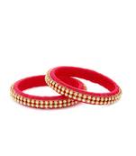 Girls Red Stone/ Beads Chain Silk Thread Bangle