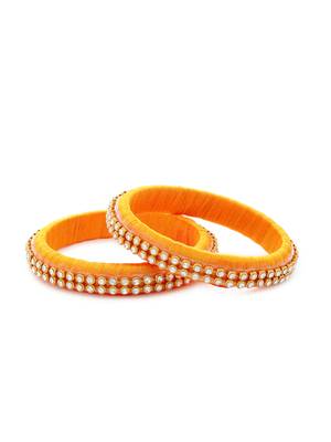 Girls Gold Stone/ Beads Chain Silk Thread Bangle 1