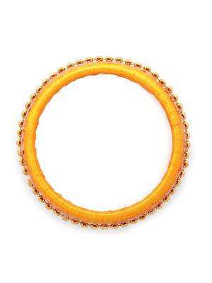 Girls Gold Stone/ Beads Chain Silk Thread Bangle 2