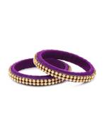 Girls Purple Stone/ Beads Chain Silk Thread Bangle