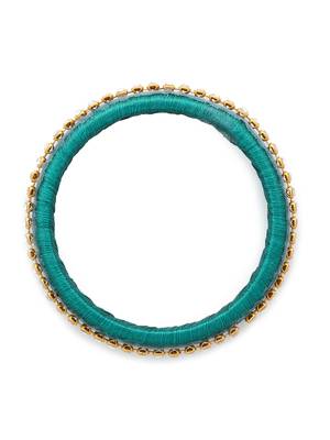 Girls Green Stone/ Beads Chain Silk Thread Bangle 2