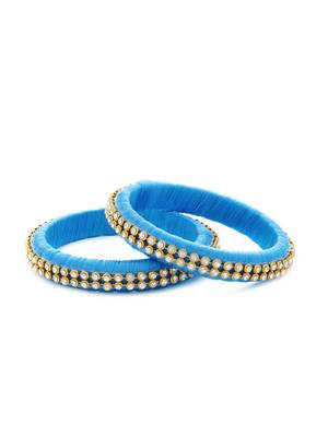 Girls Blue Stone/ Beads Chain Silk Thread Bangle 1