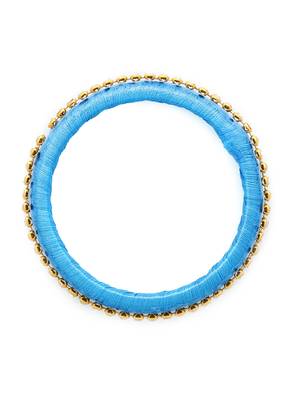 Girls Blue Stone/ Beads Chain Silk Thread Bangle 2