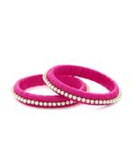 Girls Pink Pearl Chain Silk Thread Bangle