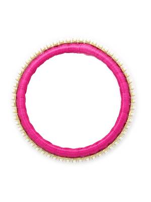 Girls Pink Pearl Chain Silk Thread Bangle 2