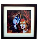 Radha Krishna Satin Matt Texture Framed UV Art Print