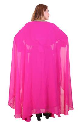 Rani Pink Zari Stone Work Georgette Islamic Style Beads Embedded Partywear Kaftan Long Gown Evening wear Dubai kaftan 5