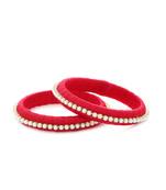 Girls Red Pearl Chain Silk Thread Bangle