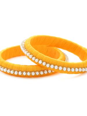 Girls Gold Pearl Chain Silk Thread Bangle 3