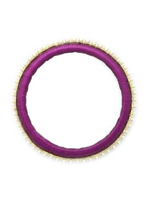 Girls Purple Pearl Chain Silk Thread Bangle 2