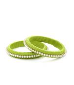 Girls Green Pearl Chain Silk Thread Bangle