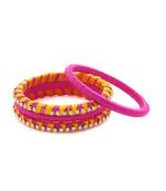 Girls Pink Stone Chain Wrapped with Silk Thread Bangle